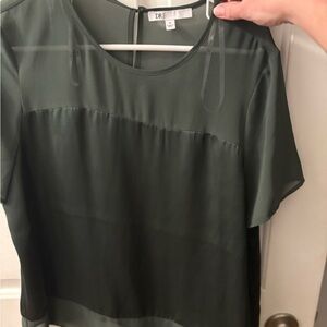 DR2 Elegant Dark Green Sheer Blouse